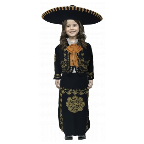 Traje de charro bordado niña