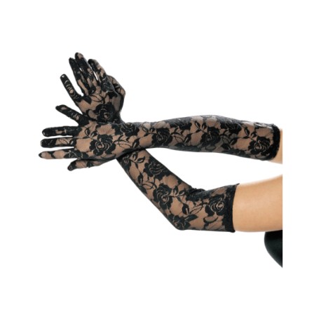 Guantes de encaje largo negros